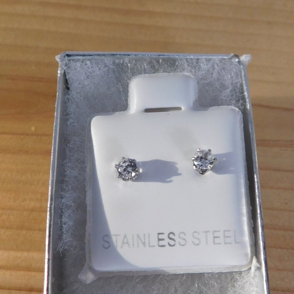 Ladies Stainless Steel Pierced Stud Earrings